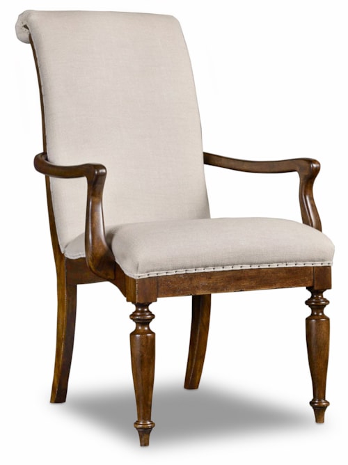 Traditional Upholstered Arm Chair with Turned Legs