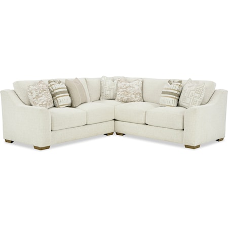 Contemporary 3-Piece Sectional Sofa with Slope Arms