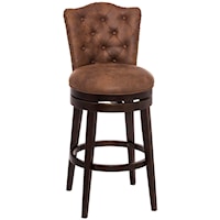 Transitional Swivel Bar Stool with Button Tufting