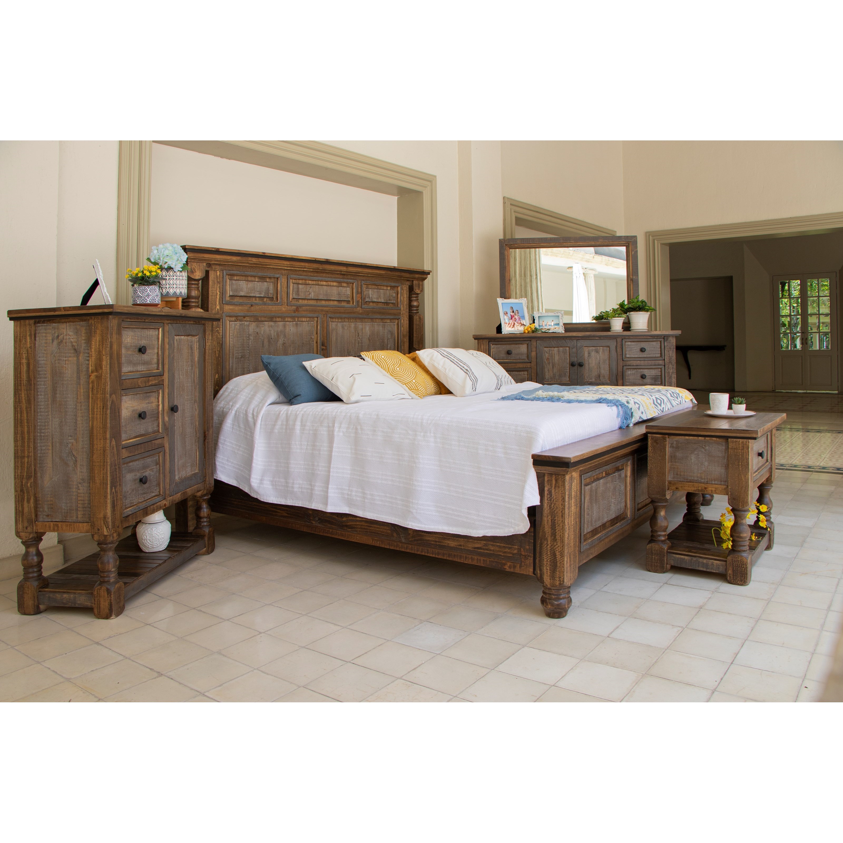 International Furniture Direct Stone Queen Panel Bed