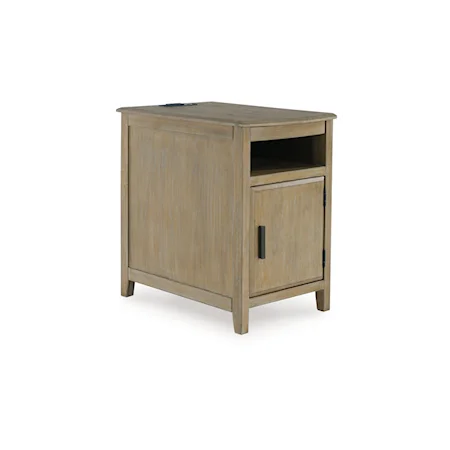 Light Brown Chairside End Table with Pull-Out Tray