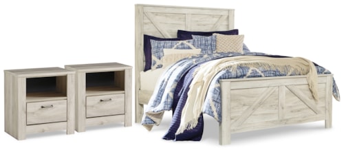 Queen Crossbuck Panel Bed And 2 Nightstands