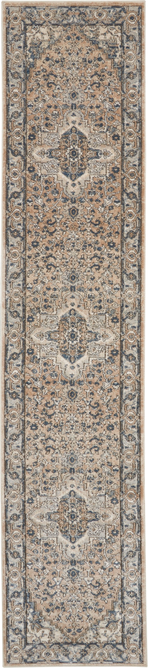 2'2" x 10' Beige/Grey Runner Rug