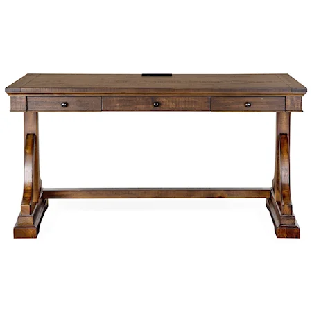 Rustic 3-Drawer Writing Desk with Charging Station and USB Ports