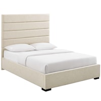 Queen Upholstered Fabric Platform Bed