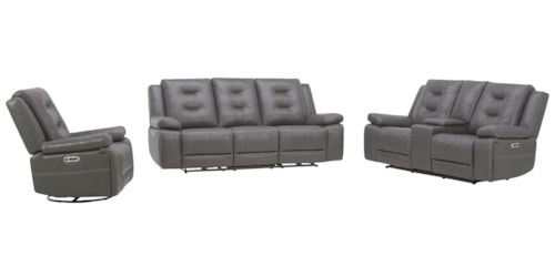 Casual 3-Piece Power Reclining Living Set with USB/USB-C Ports