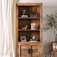 Rustic 3-Shelf Wooden Bookcase