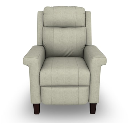 Contemporary High Leg Recliner with Leather Match Upholstery