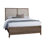 Transitional Queen Upholstered Panel Bed with Low-Profile Footboard