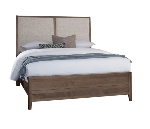 Transitional King Upholstered Panel Bed with Low-Profile Footboard
