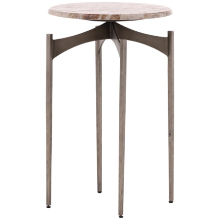 Round Side Table with Marble Top