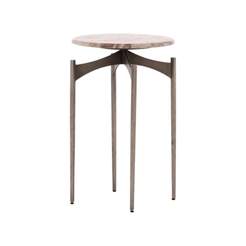 Contemporary Round Side Table with Marble Top
