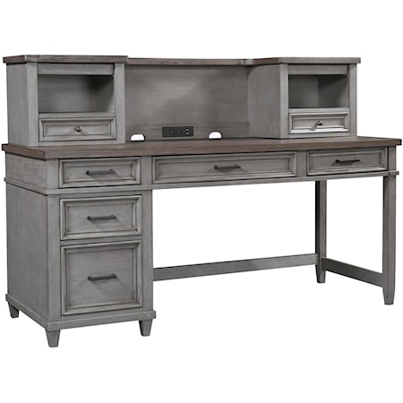 Single Pedestal Desk+Hutch+Return