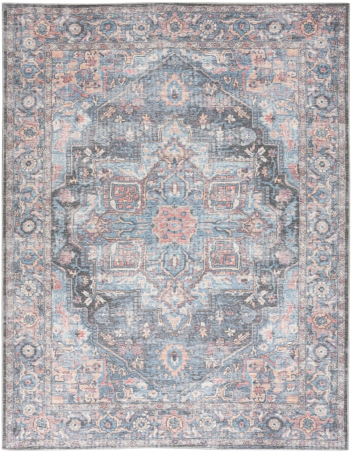 7'10" X 9'10" Light Blue Multi Rectangle Rug