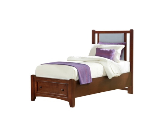 Transitional Upholstered Twin Bed with Storage Footboard