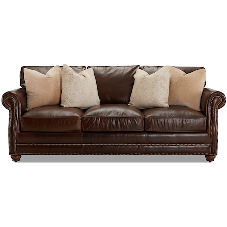 Traditional Leather Sofa w/ Nailhead Trim