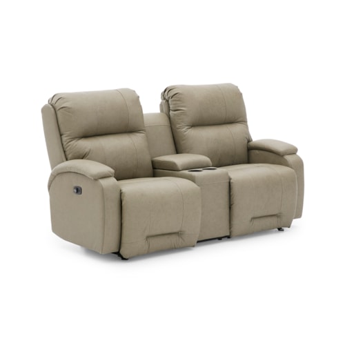 Casual Power Reclining Space Saver Console Loveseat with Power Tilt Headrest