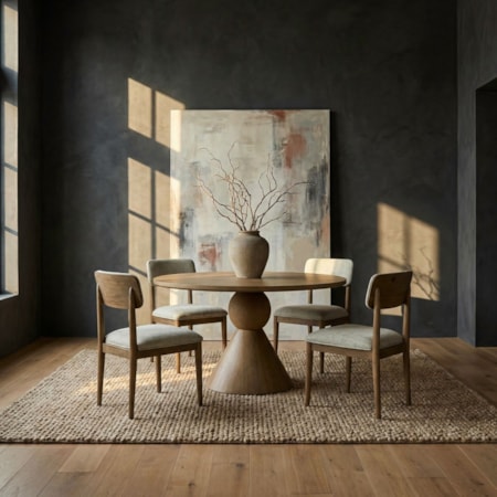 5-pc. Rd. Pedestal Dining Set w/Uph. Chairs