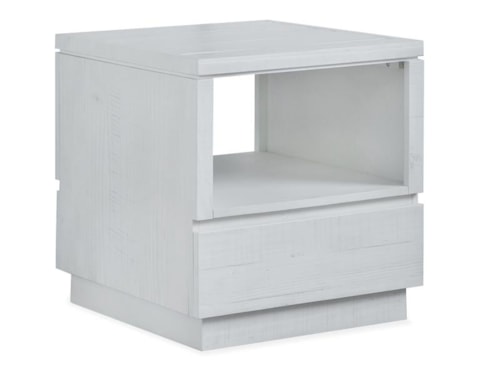 Contemporary 1-Drawer Rectangular End Table with Open Display Shelf