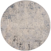 5'3"  Ivory Grey Blue Round Rug