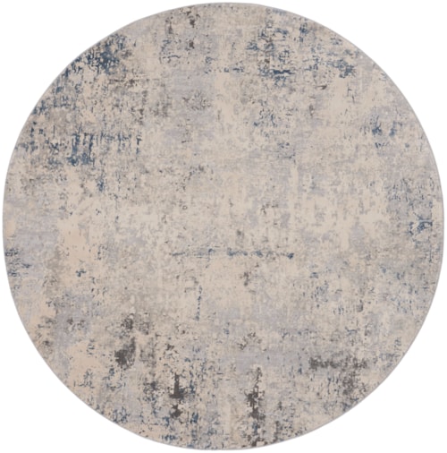5'3"  Ivory Grey Blue Round Rug