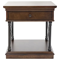 Transitional Metal and Wood Drawer End Table