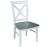 Salerno Farmhouse Dining Side Chair with X-Back - Heather Gray/White