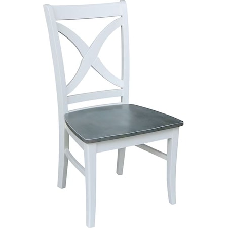 Salerno Farmhouse Dining Side Chair with X-Back - Heather Gray/White