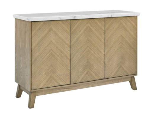 Vida Mid-Century Modern White Marble Top Server