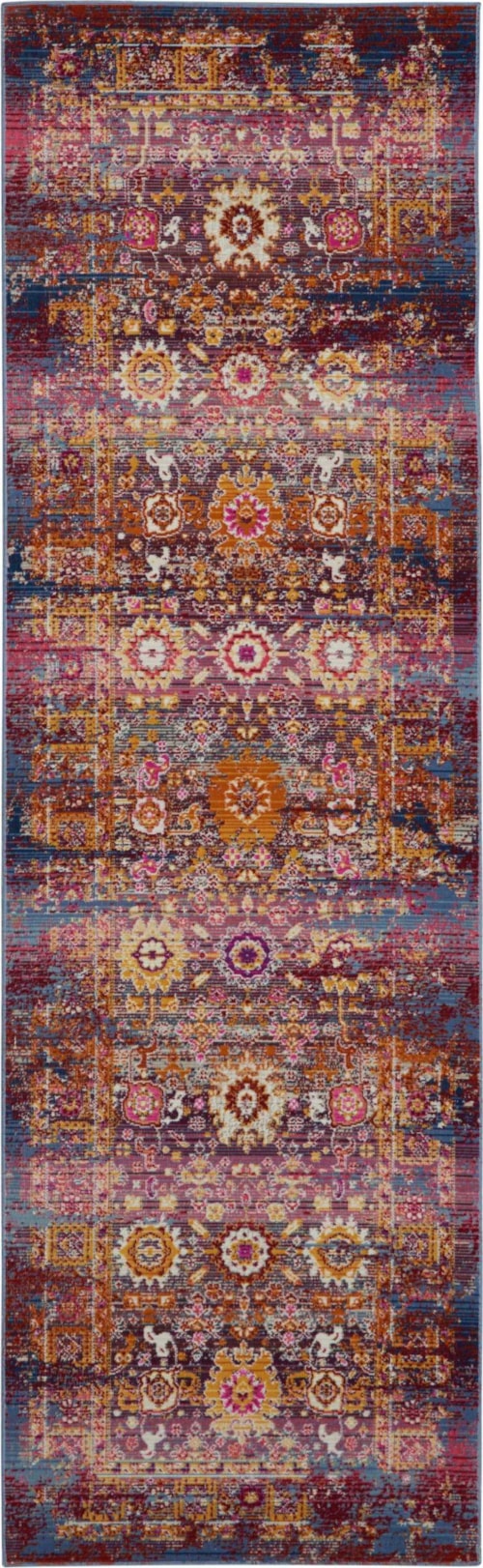 2' x 6' Red/Multicolor Runner Rug