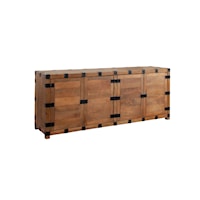 Solid Mango Wood 4-Door Sideboard