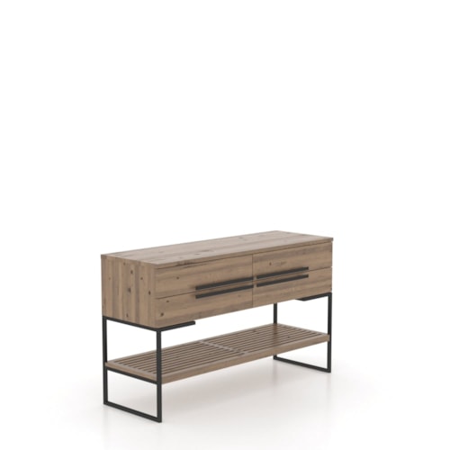 Industrial Customizable 4-Drawer Buffet with Metal Accents