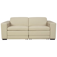 Contemporary Leather Match Power Reclining Loveseat