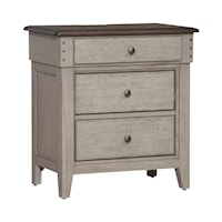 Modern Farmhouse 3-Drawer Nightstand with Charging Station