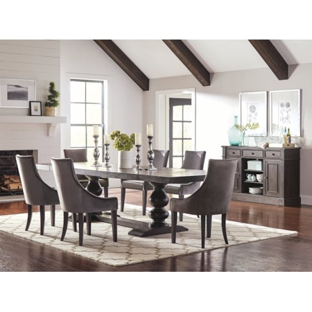 8-piece Dining Table Set Noir