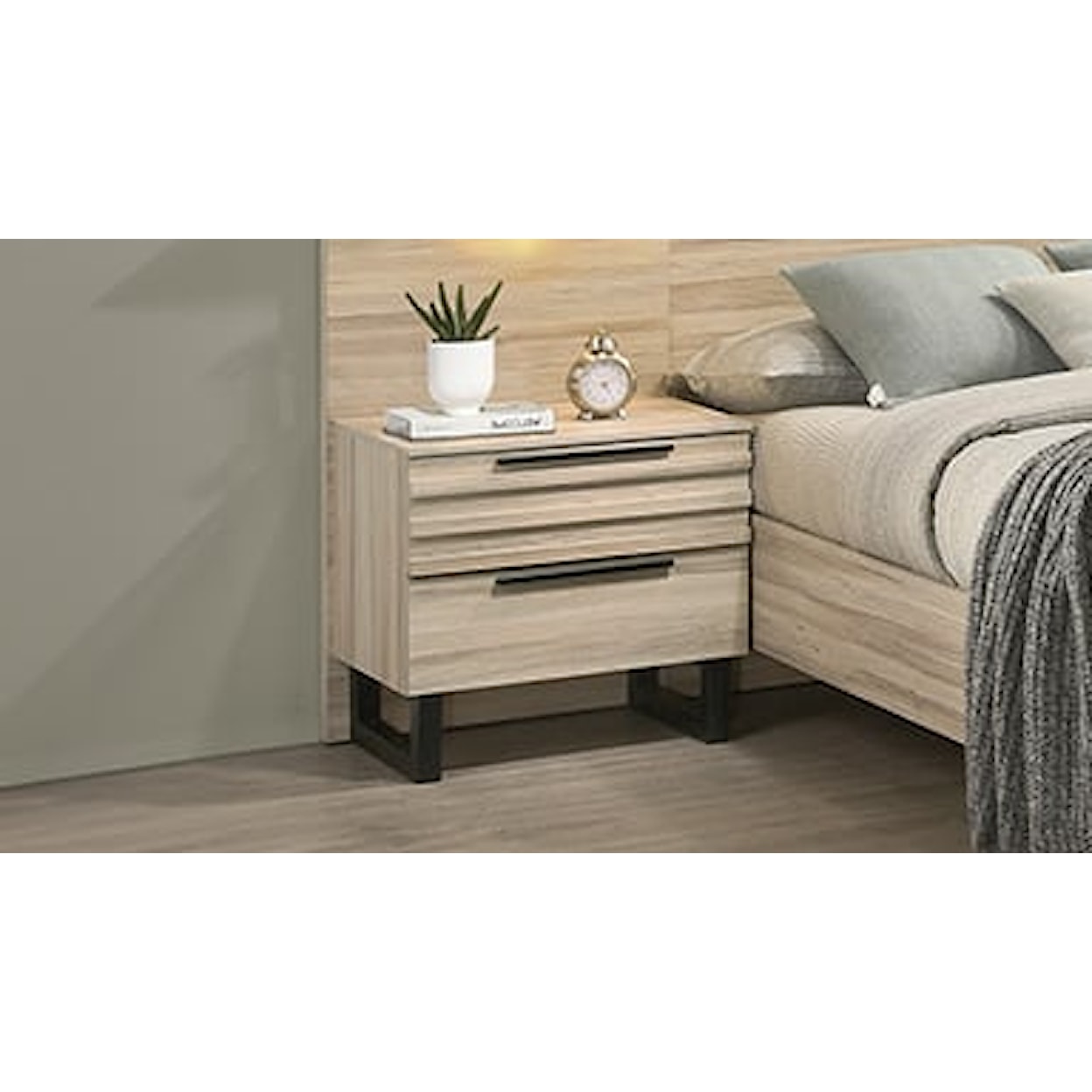 New Classic Furniture Novak 2-Drawer Nightstand with LED Bar