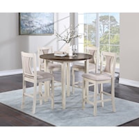 Farmhouse 5-Piece Round Counter Height Dining Set with Two Tone Finish