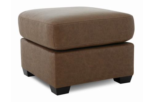 Leeds Rectangular Ottoman with Tapered Wood Leg