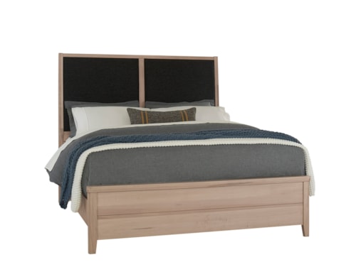 Transitional California King Upholstered Panel Bed with Low-Profile Footboard