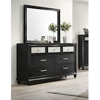 Lila Glam 7-Drawer Dresser and Mirror with Faux Crystal Detail