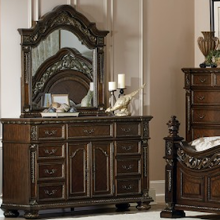 Dresser and Mirror Set