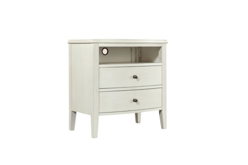 Transitional 2-Drawer Nightstand with USB Charging Ports