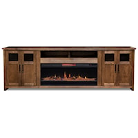 Rustic TV Stand with Built-In Fireplace