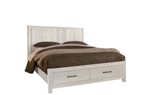Transitional King Poster Bed with Footboard Storage