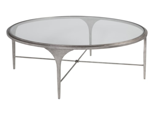 Contemporary Round Cocktail Table with Glass Top