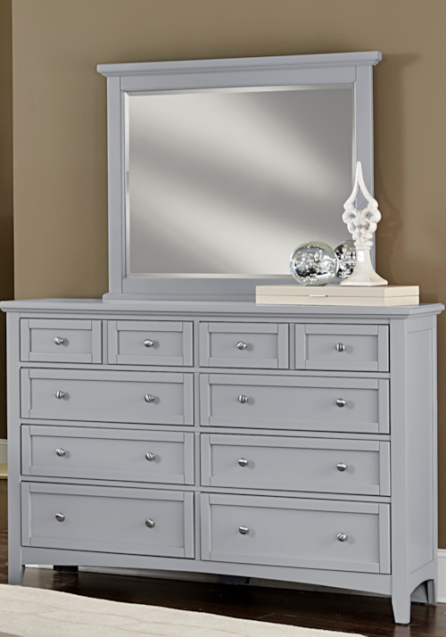 Transitional 8-Drawer Dresser and Landscape Mirror Set