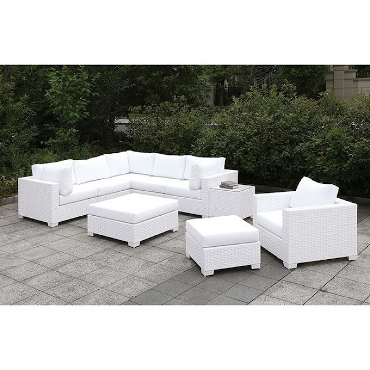 Furniture of America Somani L-Sect + Lg Otto + End Tbl + Ch + Otto