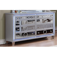 Glam 8-Drawer Dresser with Mirrored Panels