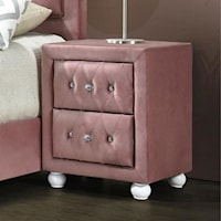 Glam Style Nightstand with Tufting