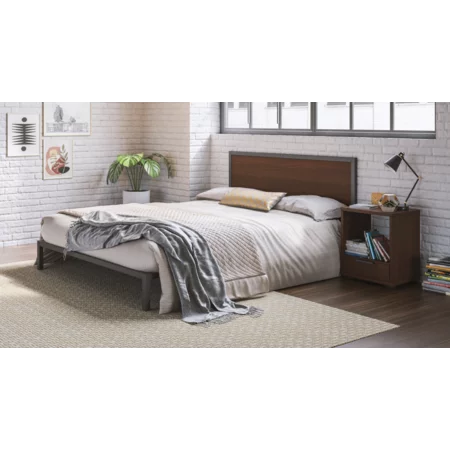 Queen Paltform Bed with Nightstand